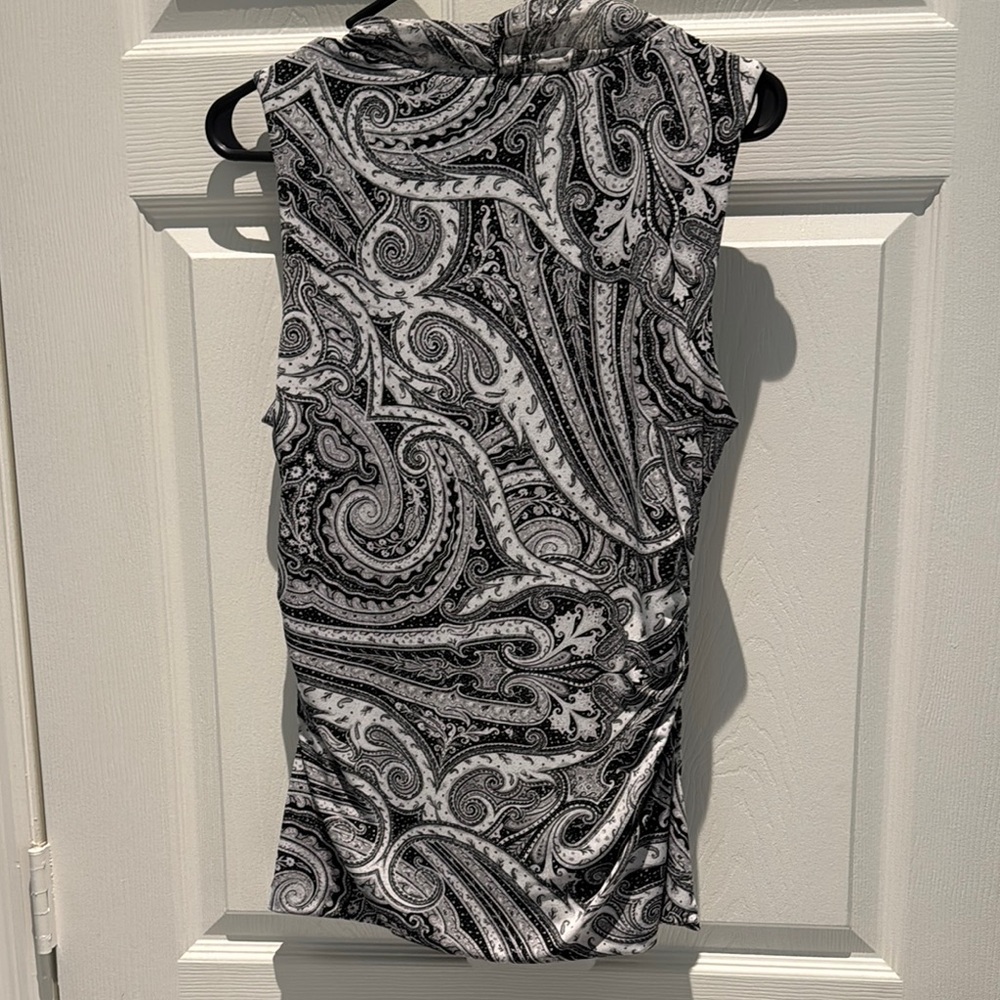 White House Black Market Ruched Tie Front Sleeveless Blouse - Picture 5 of 6